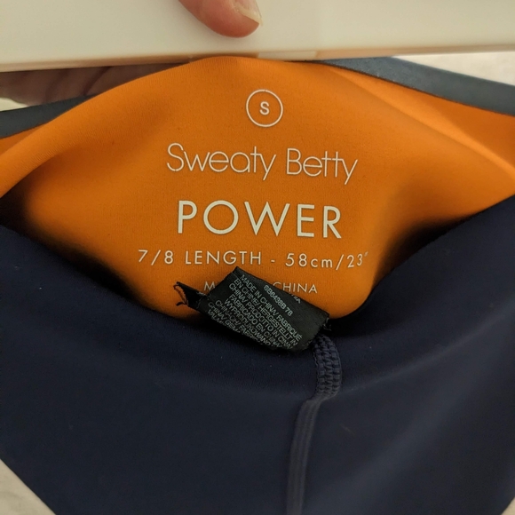 Sweaty Betty Power leggings color block Navy 7/8 length Small - Picture 5 of 5